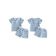 thumbnail image 2 of Cenuakty Toddler 6M 12M 18M 2T 3T 4T 5T Baby Boy Summer Outfit Casual Striped Button V Neck Short Sleeve Tops and Shorts 2 Pcs Set, 2 of 9