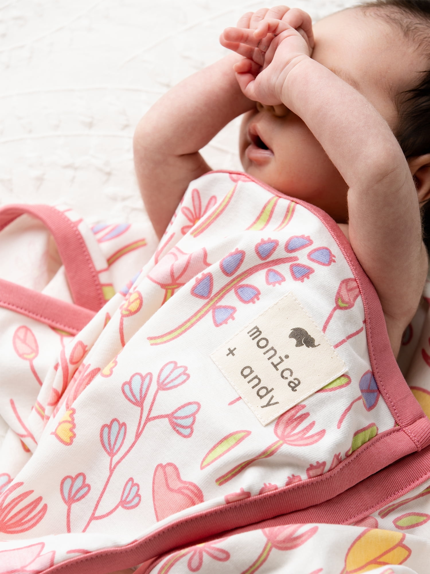 Monica + Andy Organic Cotton Baby Blanket, Soft Newborn Receiving & Coming Home Blanket, 32 x 32 Inch