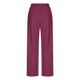 thumbnail image 6 of SELONE Womens Palazzo Pants with Pockets Plus Size Lounge Pants Cotton Linen Wide Leg Elastic Waist Full Length Trouser Loose Casual Long Beach Pants Solid Wine S Tall Breathable Summer Clothes, 6 of 8