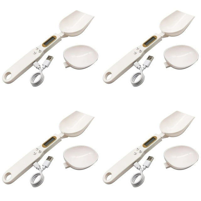 4X Cuchara Medidora de Carga USB Básculas de Gramo Gramera Digital Electrónica Pesaje Dimensional para Harina en Polvo Herramienta de Cocina