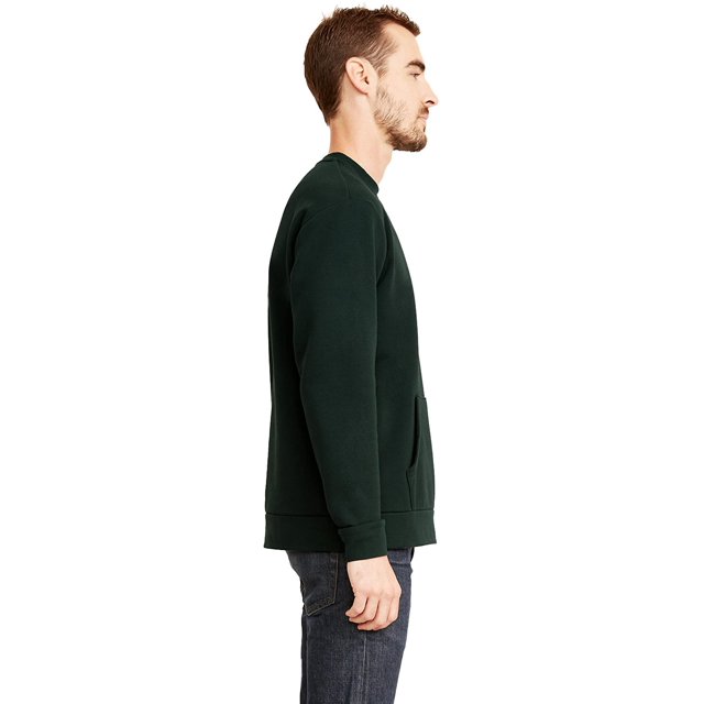 Unisex Long Sleeve Crew with Pocket FOREST GREEN S