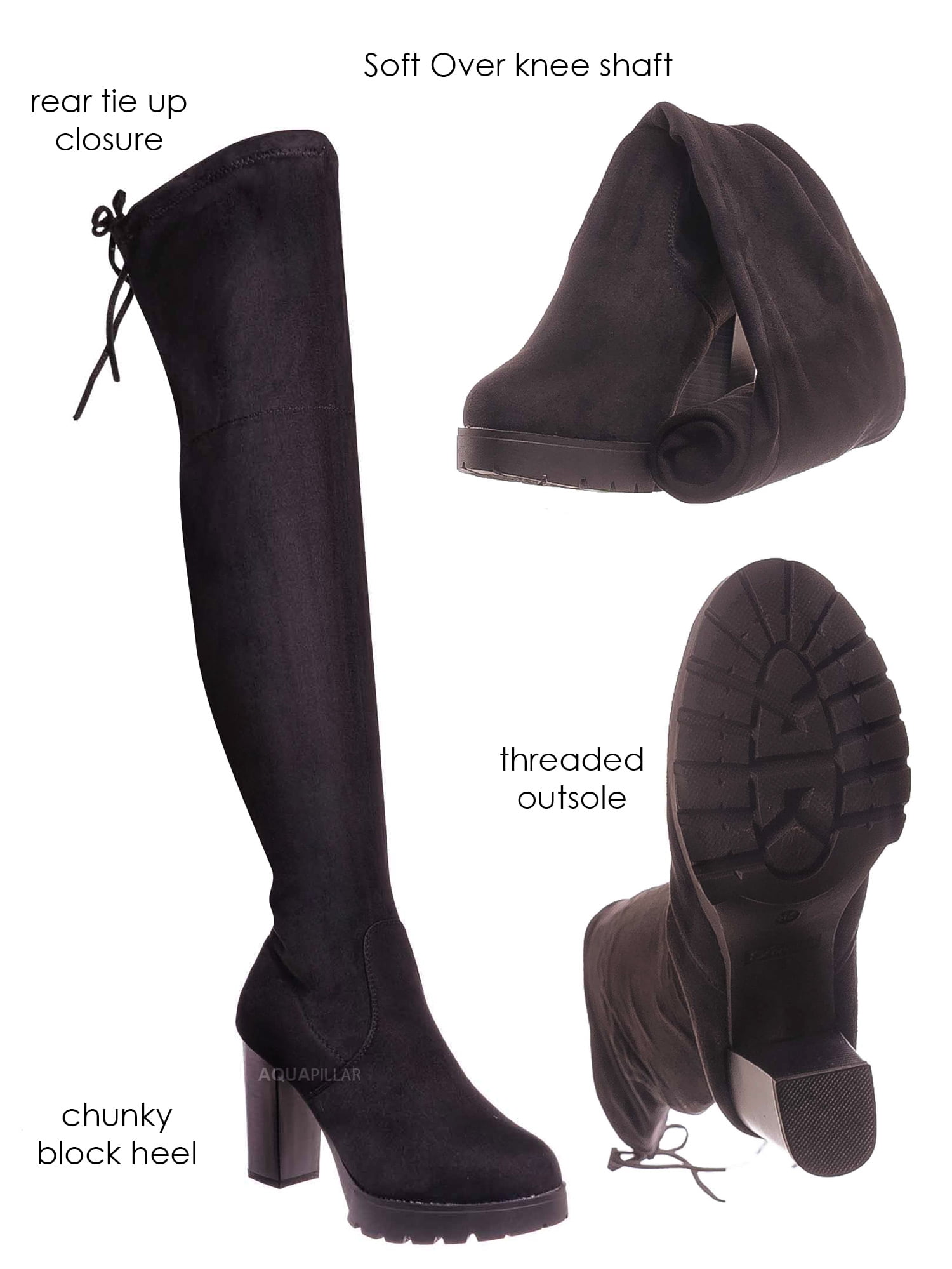 Soft Thigh High Block Heel Dress Boots 