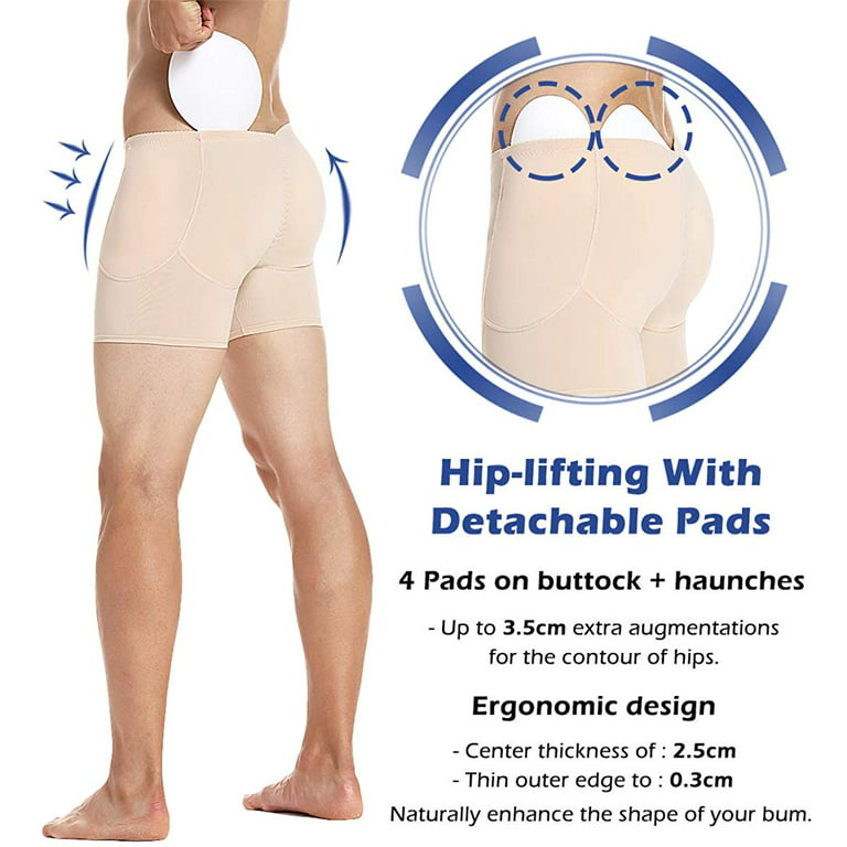 VASLANDA Men Black Brief Padded Butt Booster Enhancer Hip-up Boxer High  Waist Skinny Panties Underwear 
