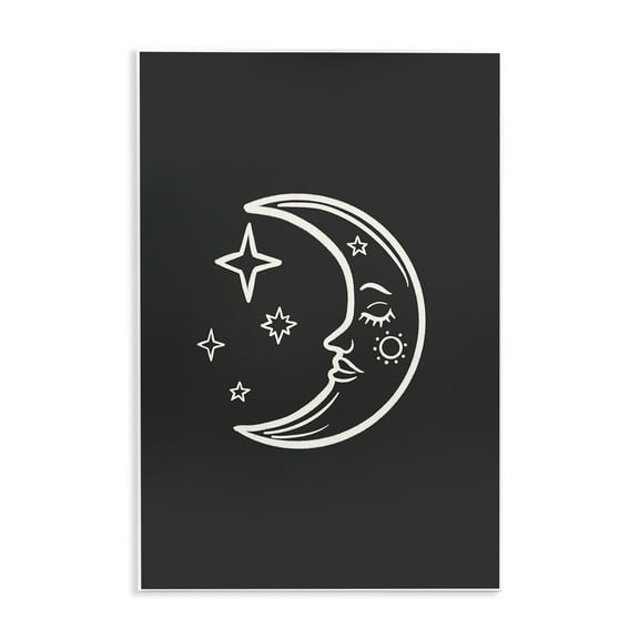 Stupell Industries Moon & Stars on Black Astrology & Stars Painting Unframed Art Print Wall Art, 10 x 15