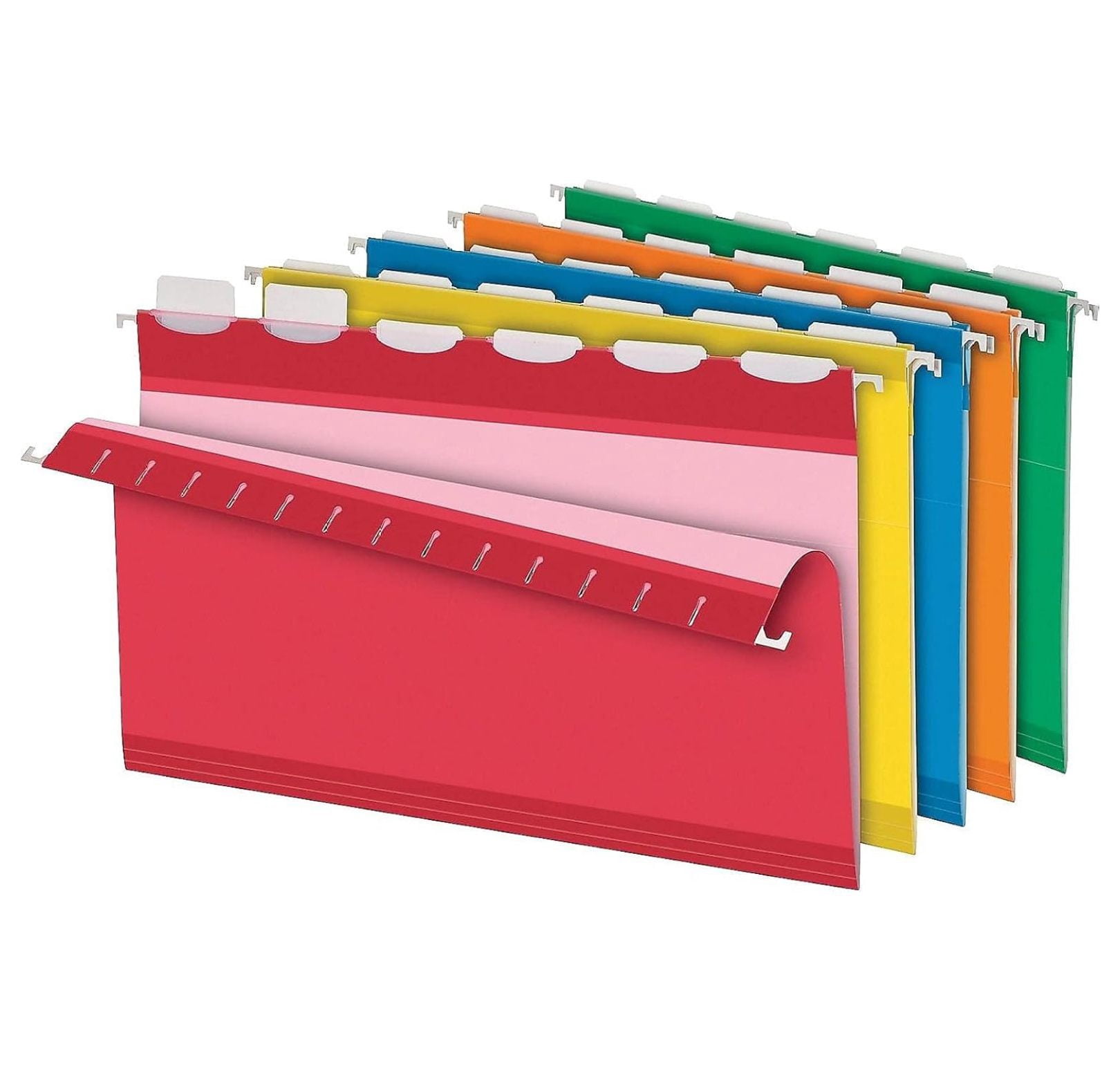 Legal Size Hanging File Folders, 6 Tab - Ready-Tab Reinforced - Assorted Colors (25/Box)