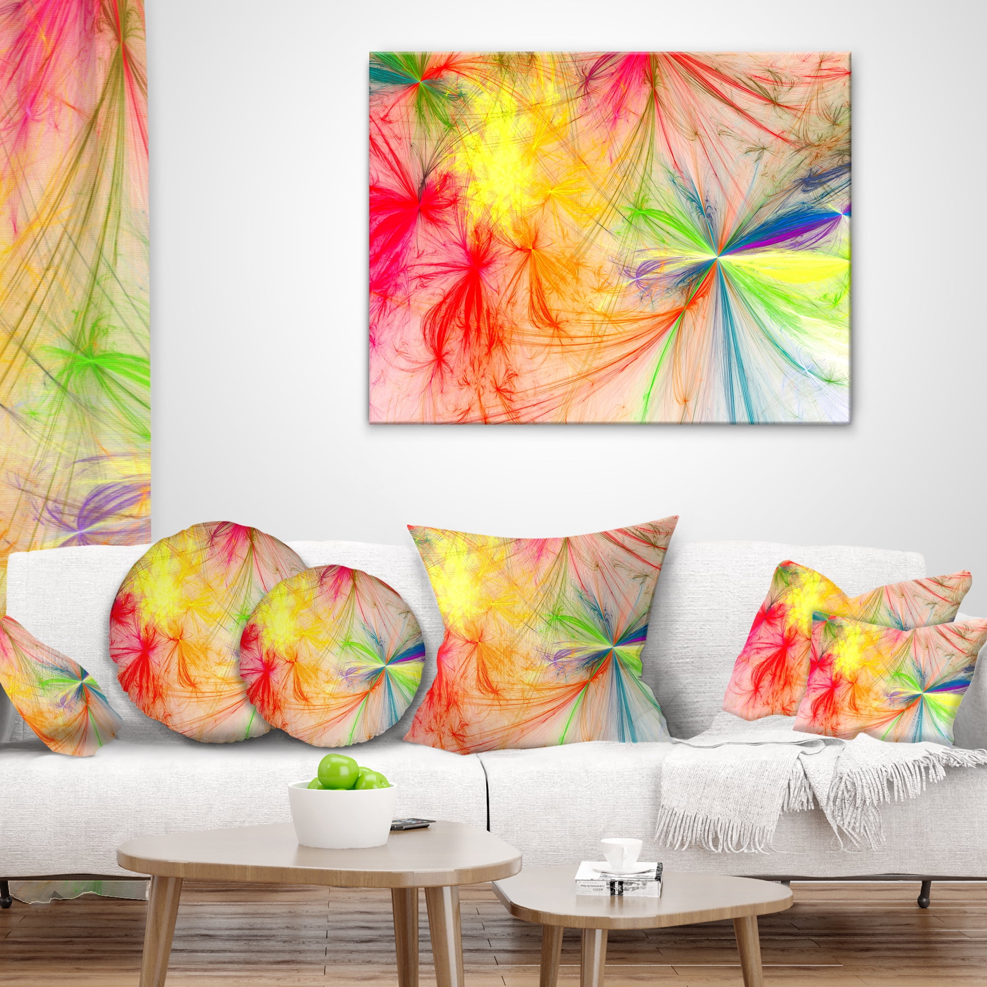 Designart Christmas Fireworks Colorful - Abstract Throw Pillow - 16x16