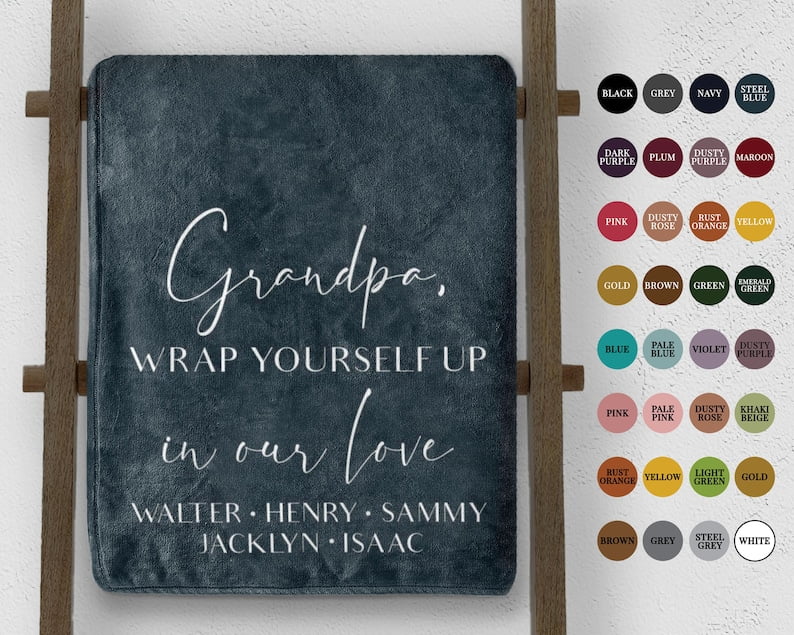 Blanket Gift for Grandpa BirthdayCustom Hug Blanket with names for