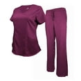 thumbnail image 2 of ACTIVE UNIFORMS Stretch Women's Ultra Soft Modern Fit Mock Wrap Scrub Set (Burgundy, XX-Large), 2 of 7
