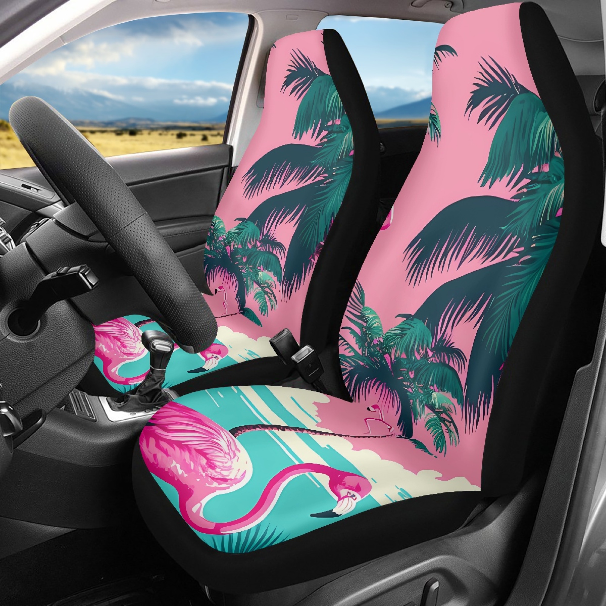 Bivenant Store Flamingo Car Seat Covers Front Only for Ladies and Men