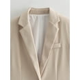 thumbnail image 5 of Breezora Women's Casual Single Button Blazer Lapel Open Front Long Sleeve Pocket Jacket L Size Beige, 5 of 8
