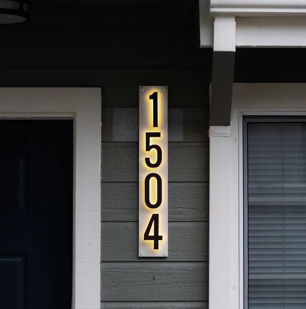 Vertical Mounting Plate for 5-Inch Lighted Address Numbers by Modern Lights, Durable Painted Stainless Steel, (for 5 Numbers, Off-White)