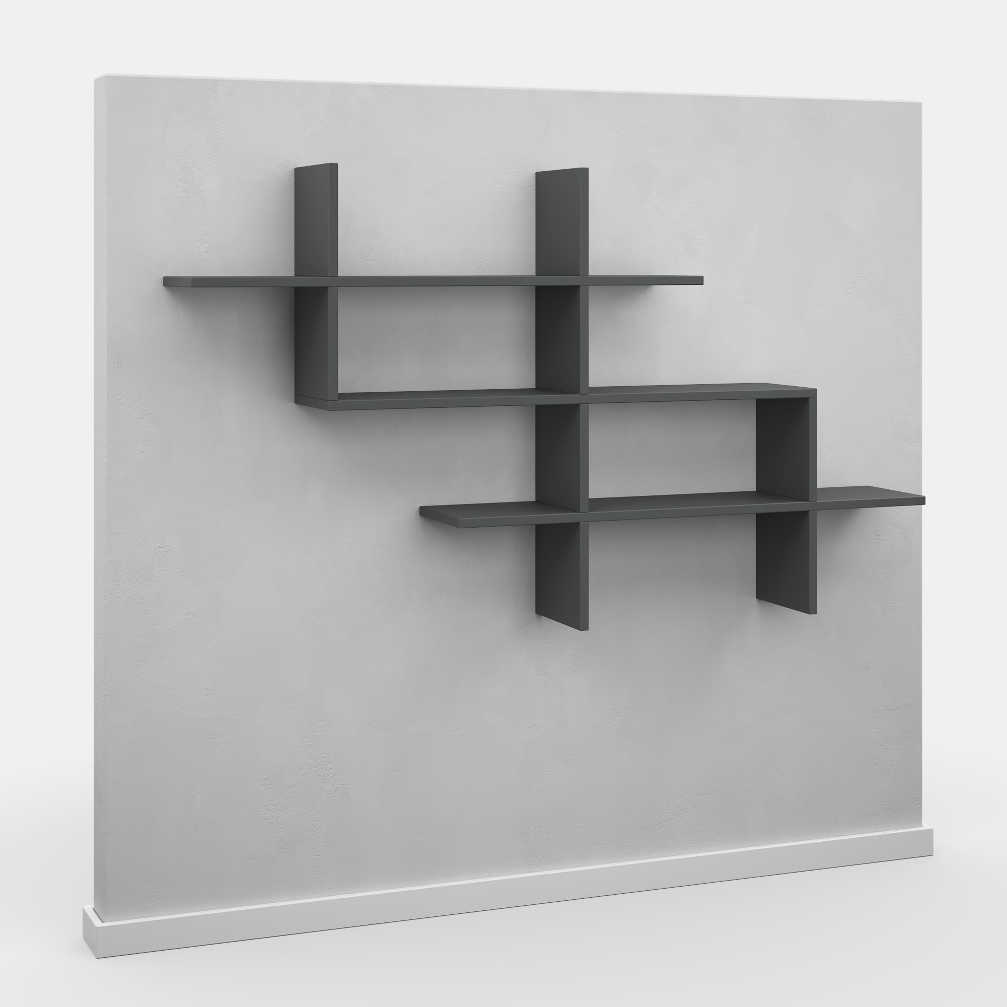 Ada Home Decor Furniture 59" 3 Tier Anthracite Warren Modern Wall Shelf