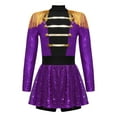 thumbnail image 3 of SiiRoh Girls Circus Ringmaster Jumpsuit Sequins Tassels Tutu Skirt Leotard with Hats for Stage Party Purple 8, 3 of 7
