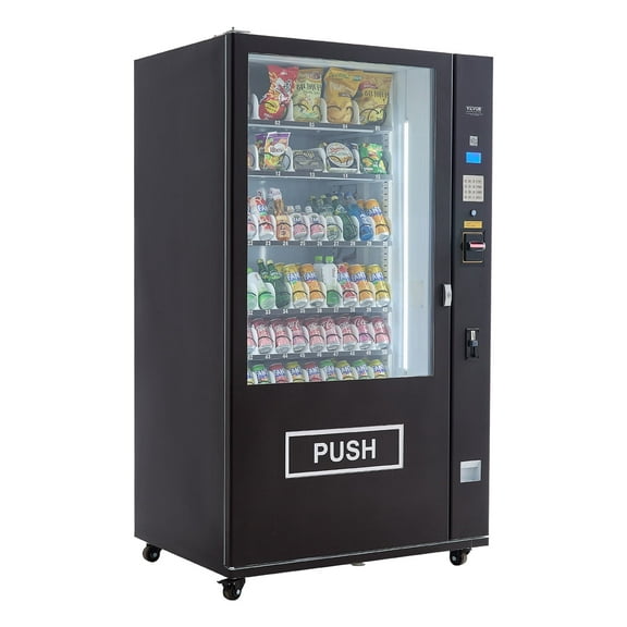 VEVOR Refrigerated Combo Vending Machine, 60 Slots Commercial Snack Soda Drink Vending Machine with ICT Bill/Coin Acceptor, 6-layer Large Capacity for Business, Shopping Mall, Office, School