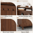 thumbnail image 3 of Oubayajia Hall Tree with Storage Bench, 4-in-1 Entryway Hall Tree for Hallway, Living Room, Walnut, 3 of 9