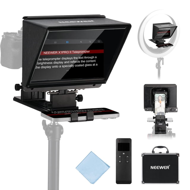 Teleprompter Neewer X1 Pro II de 9 pulgadas, totalmente metálico, con mando a distancia