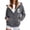 Dark Gray, variant on Fleece Zip Up Hoodies for Women Brooklyn New York Oversized Casual Hooded Jacket Retro Kangaroo Pockets Sweatshirts