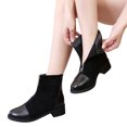 thumbnail image 1 of LSLJS Pointed Thick Heeled Front Zippered Low Plush Short Boots, 1 of 8