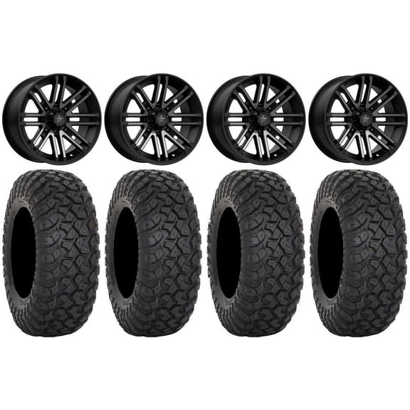 MSA Black Rogue 15" UTV Wheels 35" RT320 Tires Can-Am Maverick X3 / Honda Pioneer 1000 / Talon