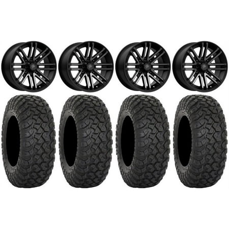 MSA Black Rogue 15 UTV Wheels 33 RT320 Tires Can-Am Maverick X3 / Honda Pioneer 1000 / Talon