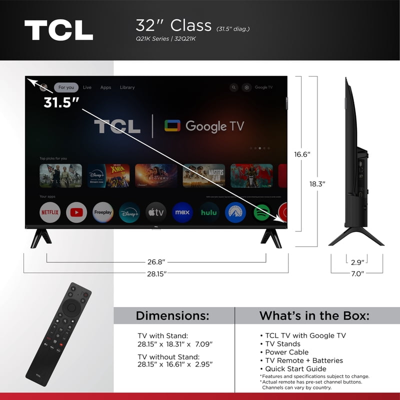 TCL 32" Q21K Series (NEW 2025) 720P HD QLED Smart TV with Google TV – 32Q21K feature detail