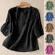 thumbnail image 1 of Camisetas para mujer,Camiseta de manga corta con cuello redondo para mujer, informal, de mezcla de algodón y lino, corte holgado para verano, sopatenor, 1 of 6