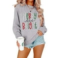 thumbnail image 4 of KimSoong Women Christmas Sweatshirt Merry Bright Graphic Print Long Sleeve Shirts Christmas Crew Neck Pullover Casual Blouse Tops, 4 of 6