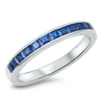 CHOOSE YOUR COLOR Stackable Blue Simulated Sapphire Ring .925 Sterling Silver Band CZ Female Size 5