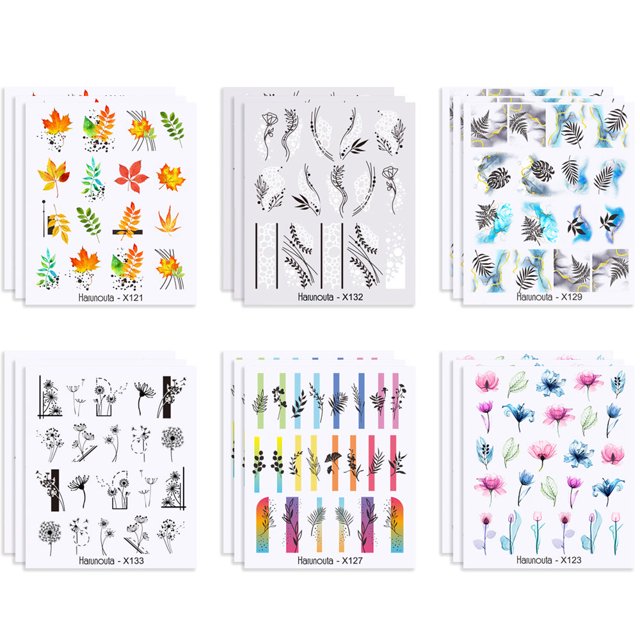 18 hojas de calcomanías autoadhesivas para uñas, para decoración de uñas de mujer, varios estilos, 6,4 x 5,3 cm