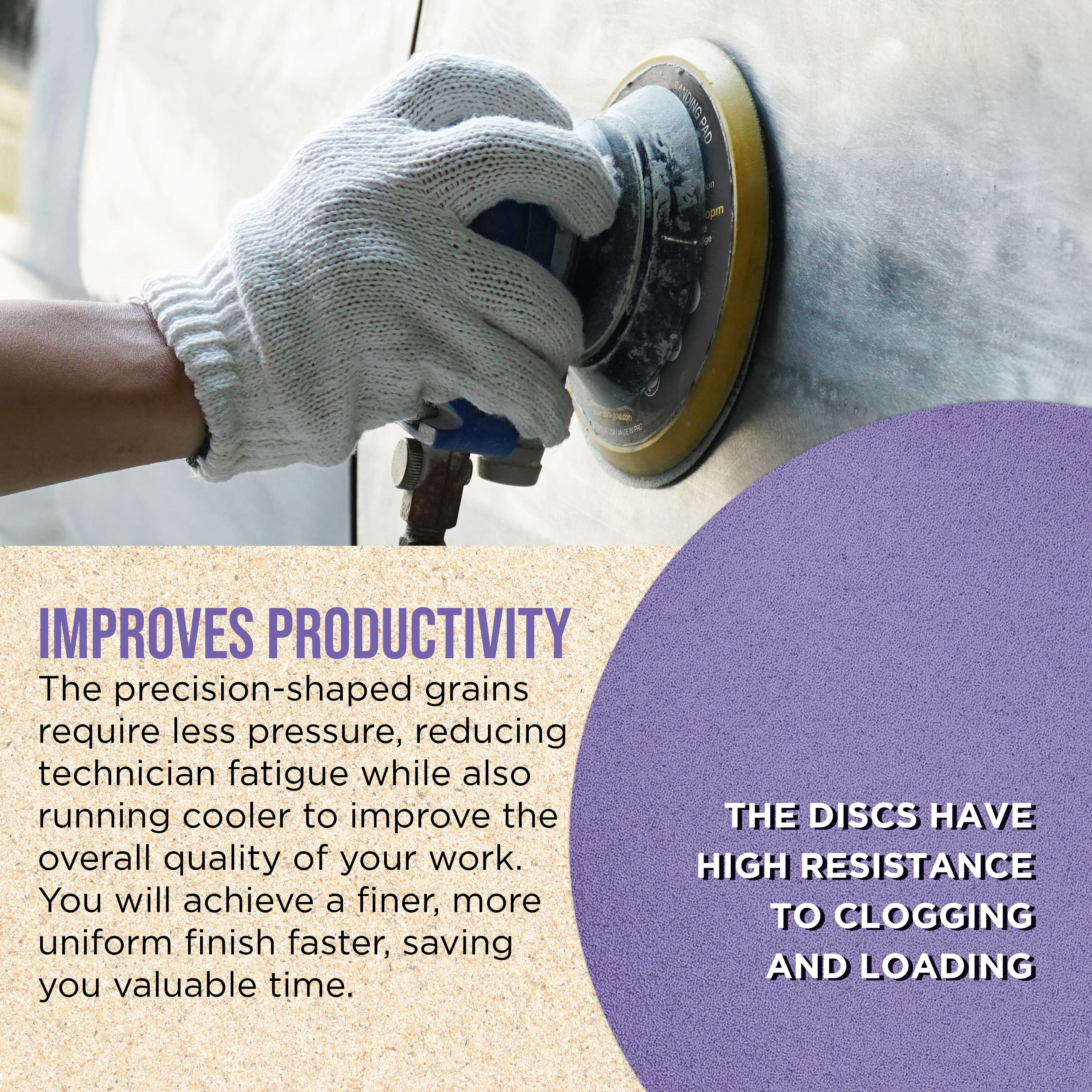 Dura-Gold Premium 6" Purple Film Ceramic Sanding Discs, 50 Disc Variety Pack, Grits 60, 80, 120, 180, 220, 320, 400, 600, 800, 1000 - Hook & Loop Sandpaper, DA & Random Orbital Sander, Auto Paint
