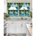 thumbnail image 4 of Ocean Blue Swag Kitchen Curtains Sets for Windows 24 Inch Length, Palm Trees Forest Mountain Nature Scenery Short Window Curtain Panels Swags Valances and Tiers 3 Piece Set for Cafe/Dining Room, 4 of 5