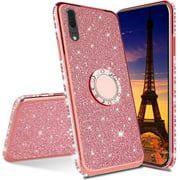 COTDINFOR Compatible with Samsung Galaxy A02 Case Glitter Cute Girls Women Crystal Rhinestone Bumper Sparkly Pink Soft