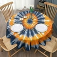 thumbnail image 3 of Orange Blue Tie Dye Mandala Pattern Round Tablecloth 60"x60",Wrinkle Wipeable Table Cloth for Kitchen Dining Room Picnic Patio Party, 3 of 6