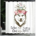 thumbnail image 4 of Ambesonne Aztec Shower Curtain, Flowers Feathers Husky, 69"Wx84"L, Multicolor, 4 of 5