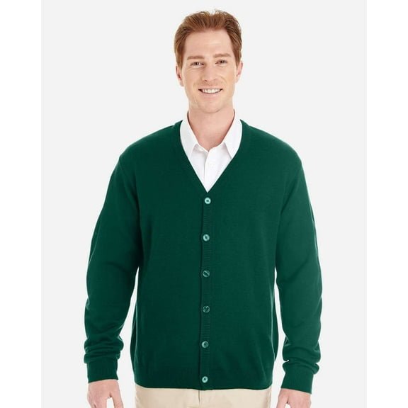 Harriton M425 Men's Pilbloc™ V-Neck Button Cardigan Sweater-Hunter-5XL