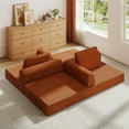 thumbnail image 7 of 79" Convertible Sofa Bed with Fixed-Shape Frame, Modular Folding Boneless Couch with Cylindrical Pillow, Corduroy Lounge Loveseat with Pull Out Bed, No Assembly Required, Orange, 7 of 7