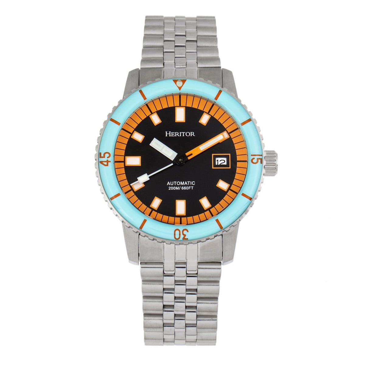 Heritor Automatic Edgard Bracelet Diver S Watch W Date Light Blue Black Walmart