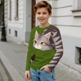 thumbnail image 5 of POLERO 2 Pack Lizard Cat Long Sleeve Shirts for Boy 13-14 Years Round Neck Lightweight Youth Orange Green Undershirts Loose Kids Tops Fall Basic Tee, 5 of 6