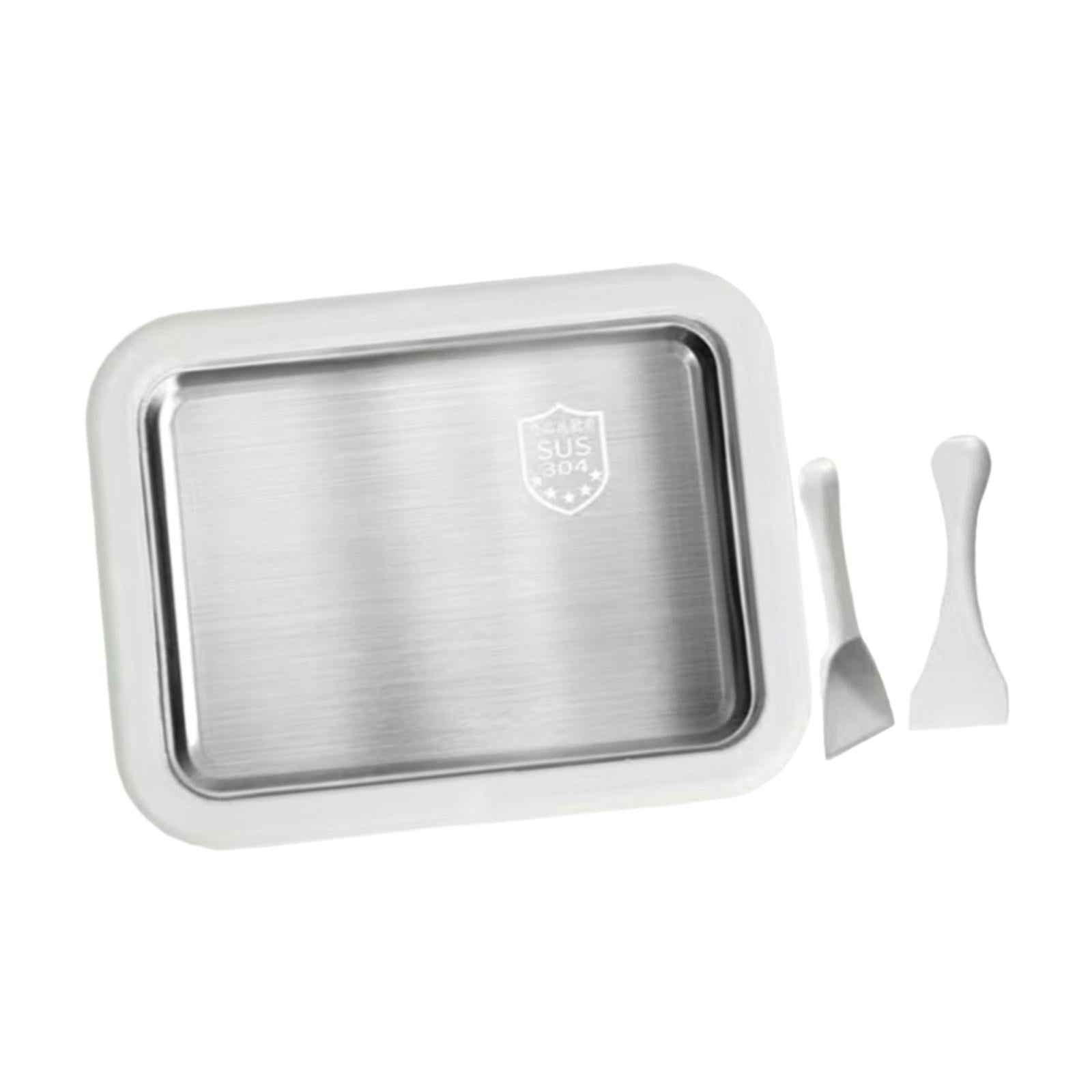 TISHITA Maker Ice Cream Homemade Tray Yogurt with 2 Spatulas Household Gelato Icecream Instant Cold Plate White