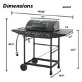 thumbnail image 6 of Eyisean Outdoor Steel 4 Burner Propane Gas BBQ Grill with Side Burner & Prep Shelf, Stainless Steel Enamel-Coated Grates Barbecue Grills with 42000 BTU & Rolling Casters for Outdoor Cooking, Garden, 6 of 24