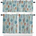 thumbnail image 2 of Kitchen Curtains Set, Teal Coastal Kitchen Curtains and Valances Set, Seaside Coral Shell Nautical Summer Beach Rod Pocket Tier Curtains 36 Inch Length for Cafe/Bedroom Windows, 2 of 6