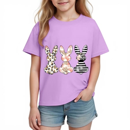 Auroural Girls Shirts Size 7-8 Boys Girls Easter Shirts Tshirt Short Sleeve Top Funny Graphic Tshirts 3-14 Years