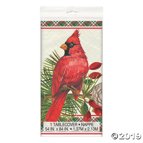 Red Cardinal Christmas Plastic Tablecloth