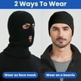 thumbnail image 4 of Toptie Ski Mask 3 Hole Balaclava, Warm Double Thermal Knitted Balaclava Warm Knit Balaclava for Adult-Black, 4 of 8