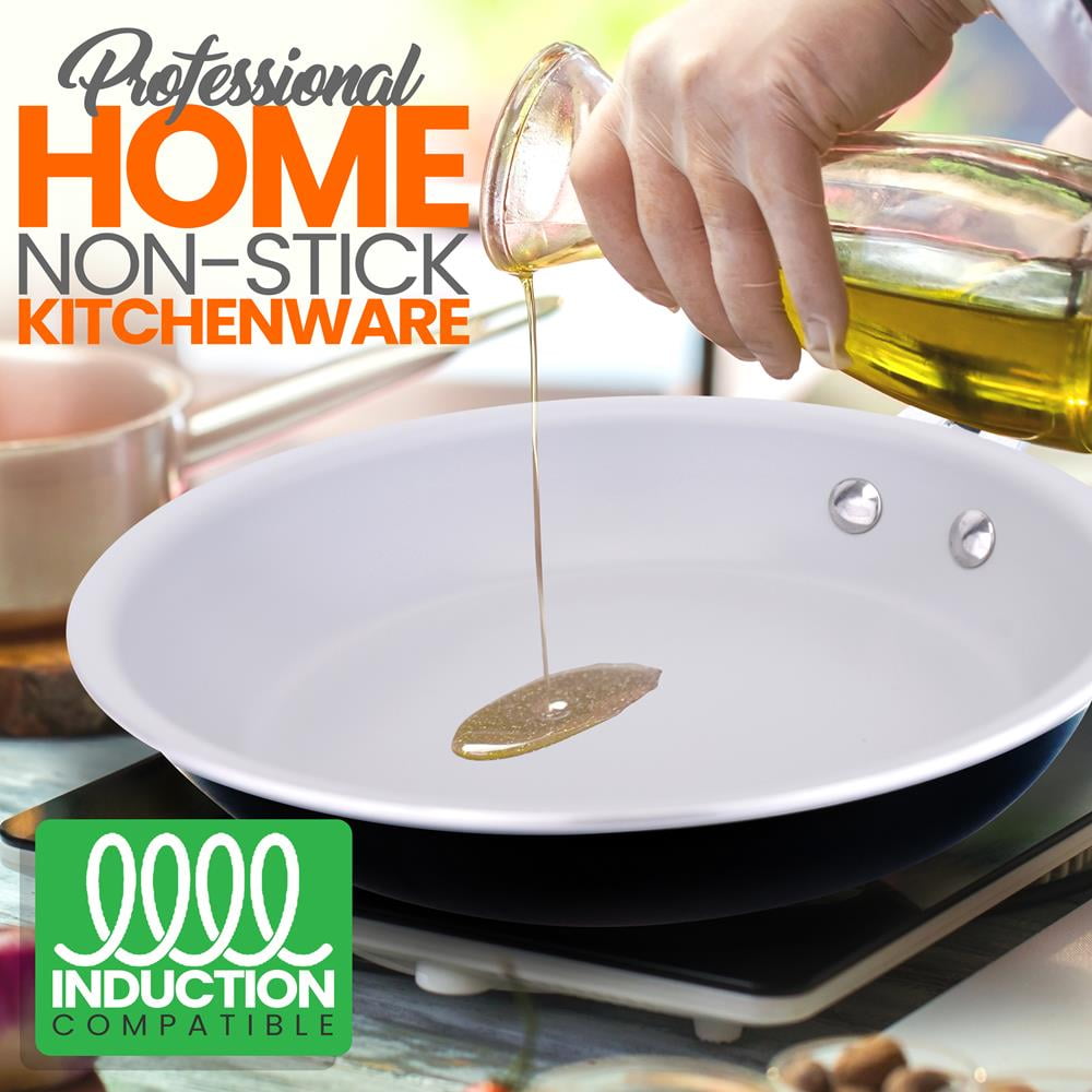 10'' Medium Fry Pan - Non-Stick High-Qualified Kitchen Cookware, Heat Resistant Lacquer Outside, (Works with Models: NCCW14SBLU & NCCW20SBLU) - NutriChef NCCW14SBLUMFP