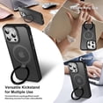 thumbnail image 3 of Magnetic for iPhone 14 Pro Max Case with Ring Stand, [10 FT Drop Protection] [Velvety Touch] Slim Translucent Matte Back Shockproof Phone Case for iPhone 14 Pro Max 6.7'', Space Black, 3 of 7