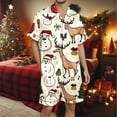 thumbnail image 2 of Yuanlong Men Pajama Sets Christmas Snowman Short Sleeve Lapel Collar Top Shorts 2Pcs Sleepwear Loungewear Funny Nightwear, 2 of 4