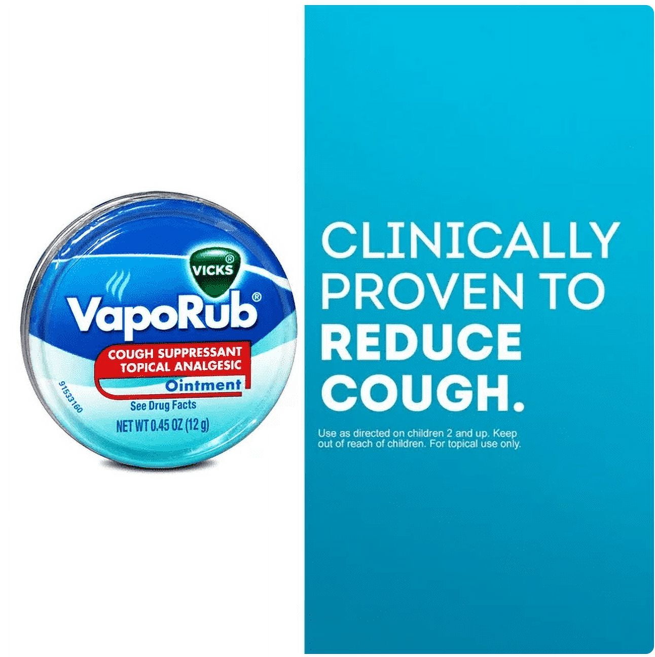 2 Packs of Vicks Vaporub Topical Ointment 12g Tin Travel Size