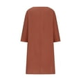 thumbnail image 4 of ShomPort Summer Loose Dress for Women Casual Round Neck 3/4 Sleeves Solid Color Midi Dresses, 4 of 5