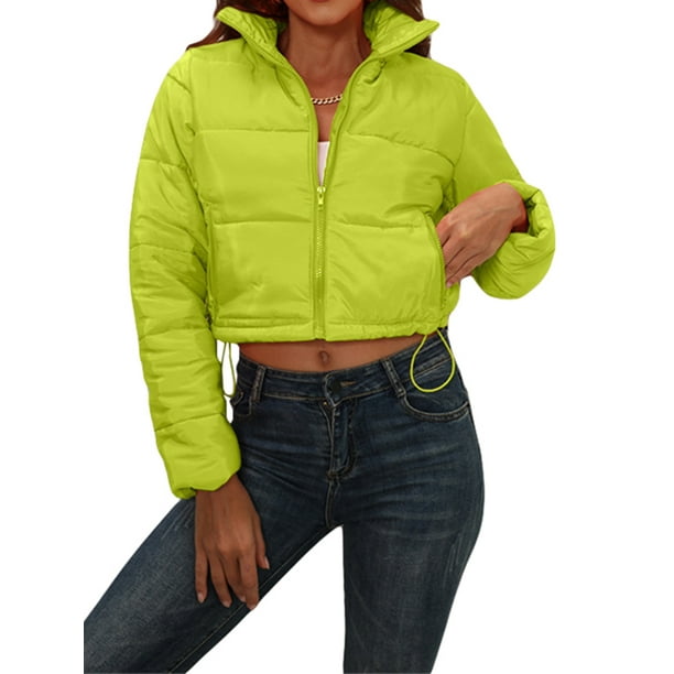 VISgogo, chaqueta corta para mujer, chaquetas de plumón de Color sólido a la moda, abrigo acolchado recortado, abrigo cálido de invierno VISgogo moda